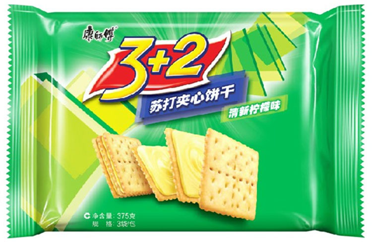 康师傅 3 2苏打夹心饼干 清新柠檬味 375g/袋